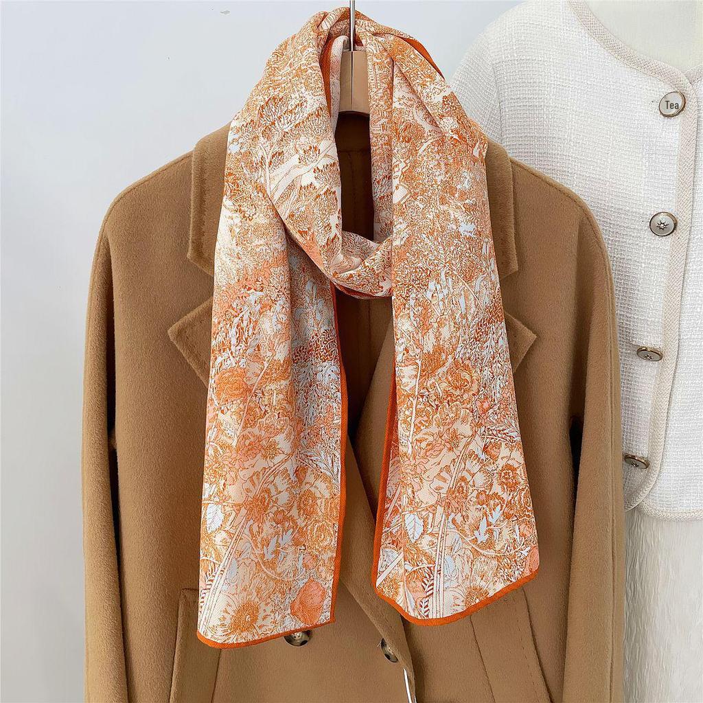 Herringbone Velvet Scarf: Winter, Versatile, Thickened, Hand-Rolled Edges, Small & Long