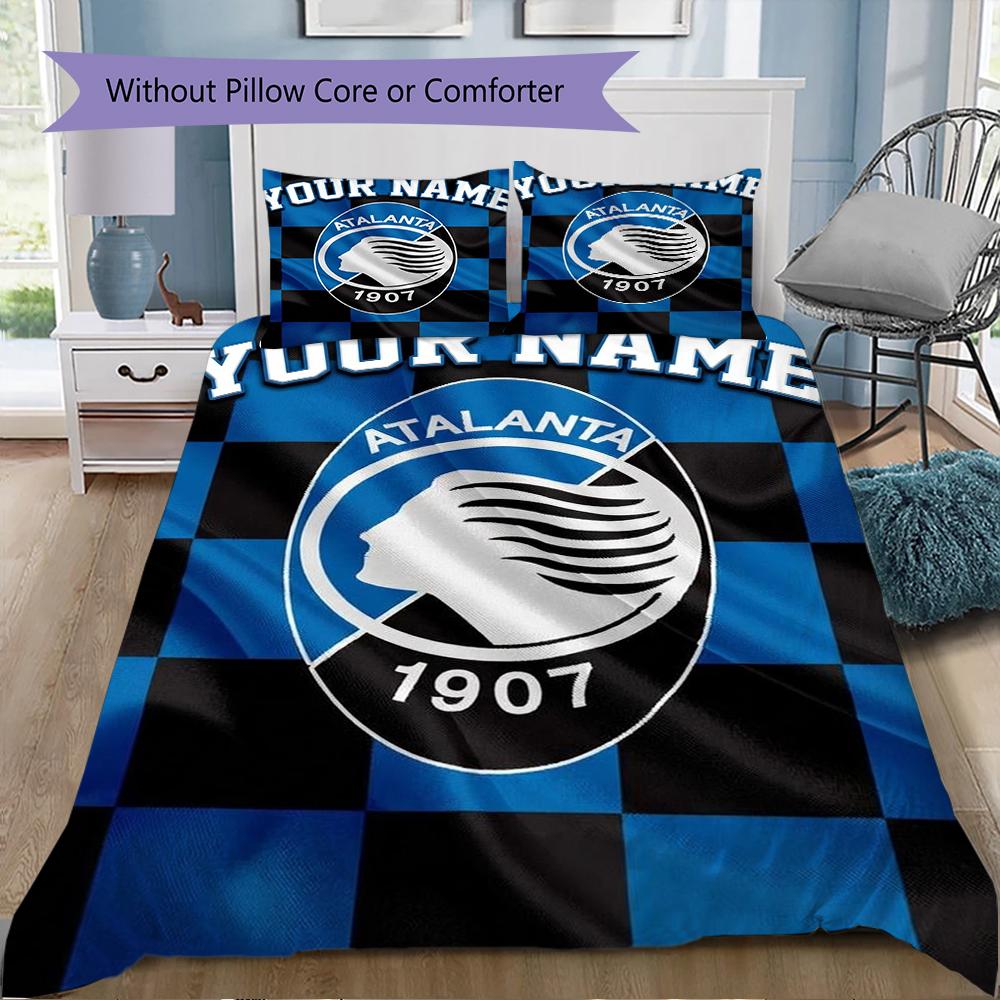 Benutzerdefinierter Name Atalanta BC Muster Bettwäsche Steppdecken-Set Steppdeckenbezug Kissenbezug Heimdekoration Geburtstagsgeschenk (1*Bettbezug+2*Kissenbezug ohne Füllung)