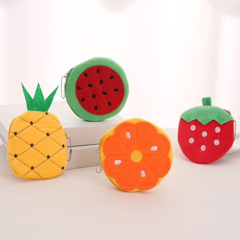Koreaanse Cartoon Pluche Portemonneetje Sleutelhanger - Schattig Mini Watermeloen & Ananas Ontwerp