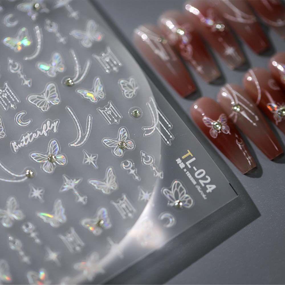 

Manicure Ornaments Diamond Bows Nail Decals Diamond Butterfly Nail Stickers Lady