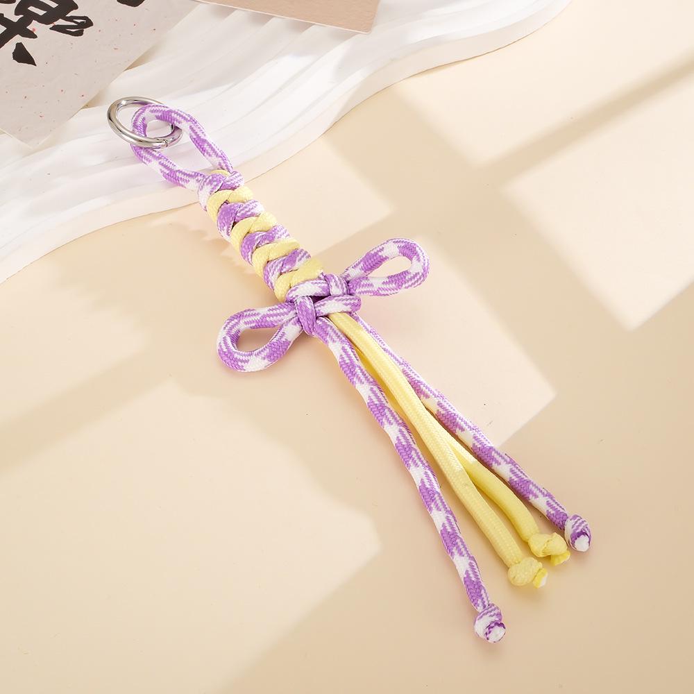 Colorful Cow Hand-woven Nylon Keychains Bag Decorative Car Fashion Accessories Woven Art Gift for Friend Bag Charm