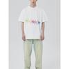 Oversized T Shirt White Rainbow Wave Pattern Print Casual Everyday Wear