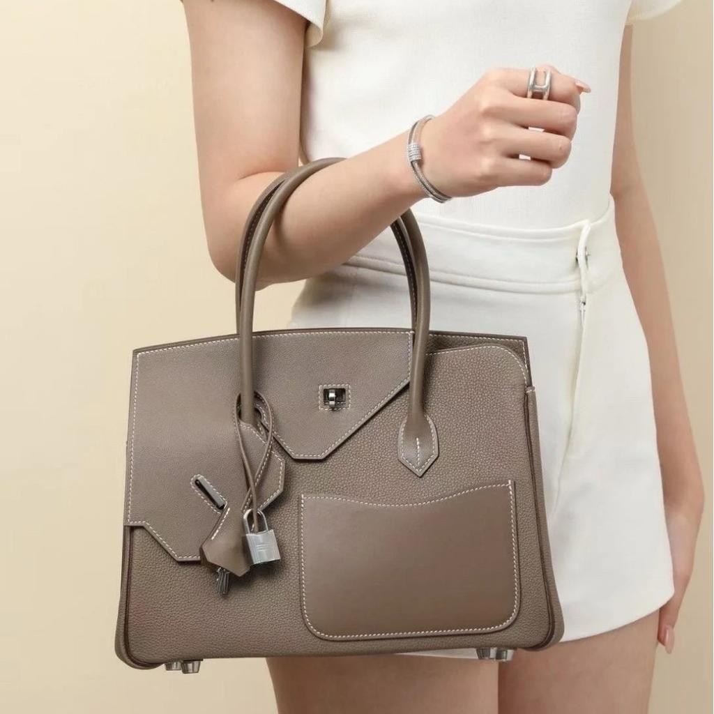 Nuova borsa a mano alla moda, motivo litchi, patchwork irregolare, borsa platino, borsa a spalla messenger, borsa da donna versatile 30CM