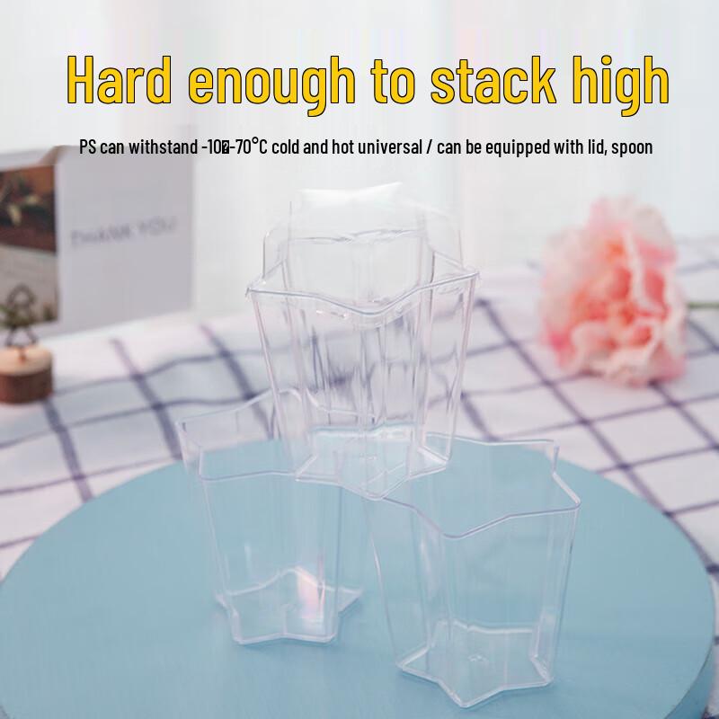 Pabei 7068 Einweg-Stern-Mousse-Becher mit Deckeln