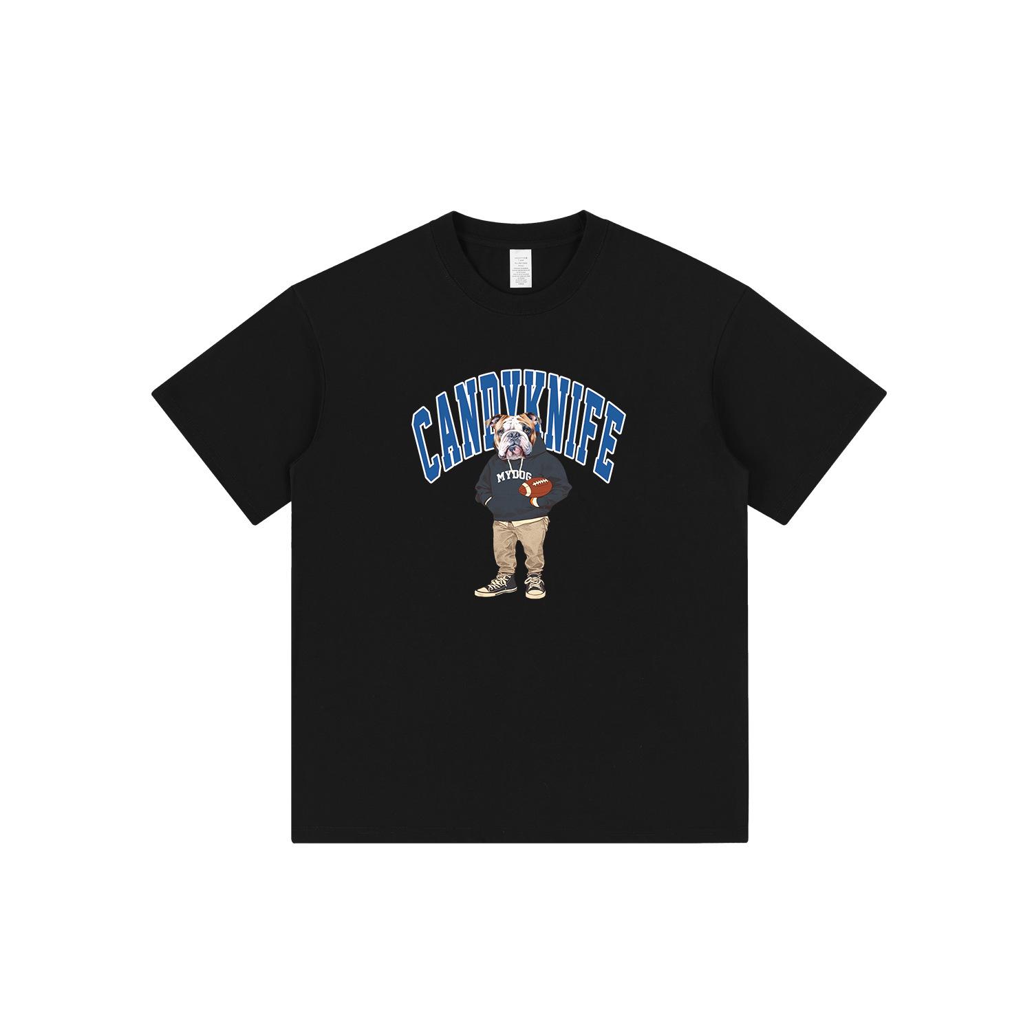 

Unisex Oversized Pure Cotton Preppy T-Shirt: Trendy American Heavyweight Style S чёрный