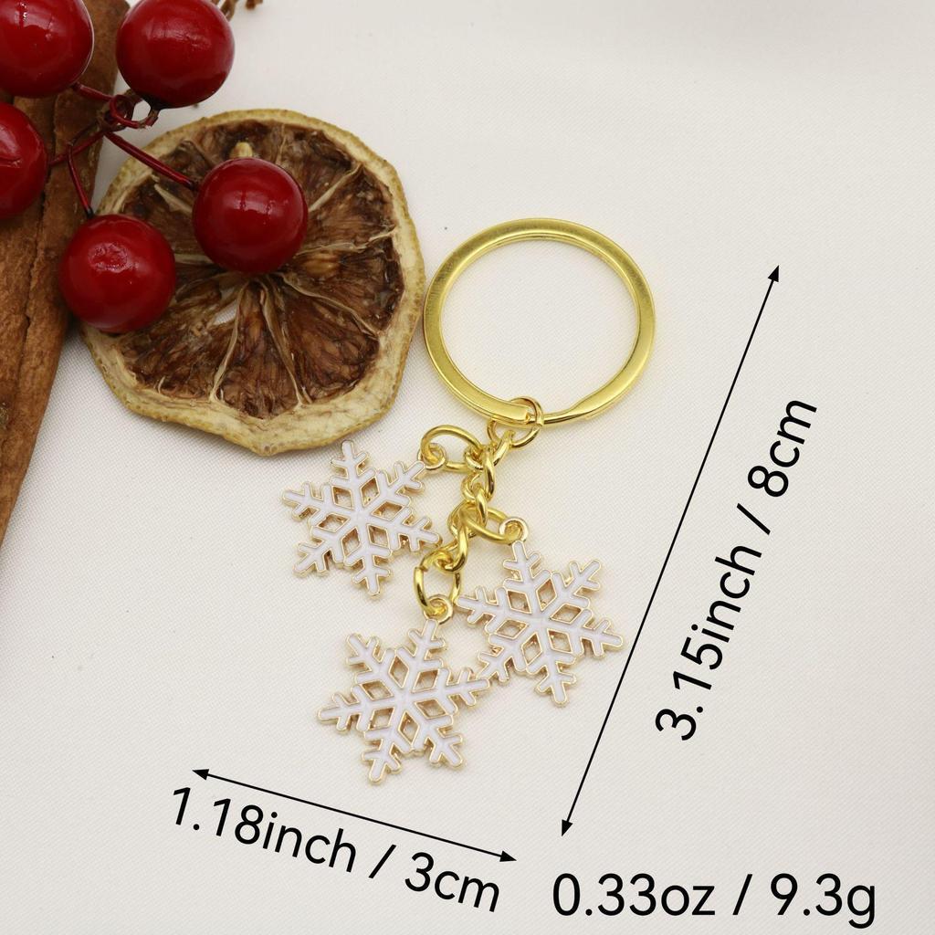 European & American Cross-border Christmas Snowflake Alloy Keychain with Bell Pendant - Creative Holiday Gift