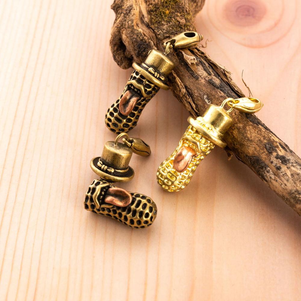 Creative Peanut Key Ring Bead Lanyard Pendant Peanut Key Chain Ornament Brass Pendant DIY Accessory
