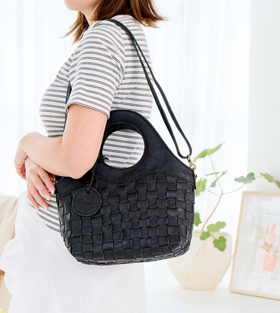 ZUCCHERO Women's Genuine Leather Bag, 2-Way HandbagShoulder Bag, Gift, 40040, Black