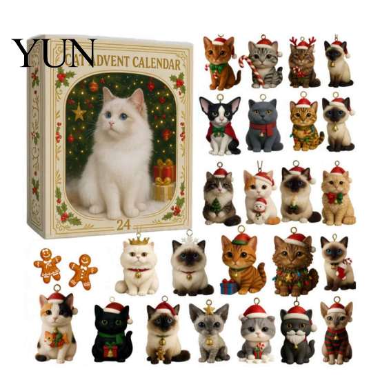 Acrylic Christmas Blind Box 2026 Advent Calendar, 24-Day 2D Ornament Set with Tree Hanging Decor Animal Figures, Decor, Holiday Gift for Kids