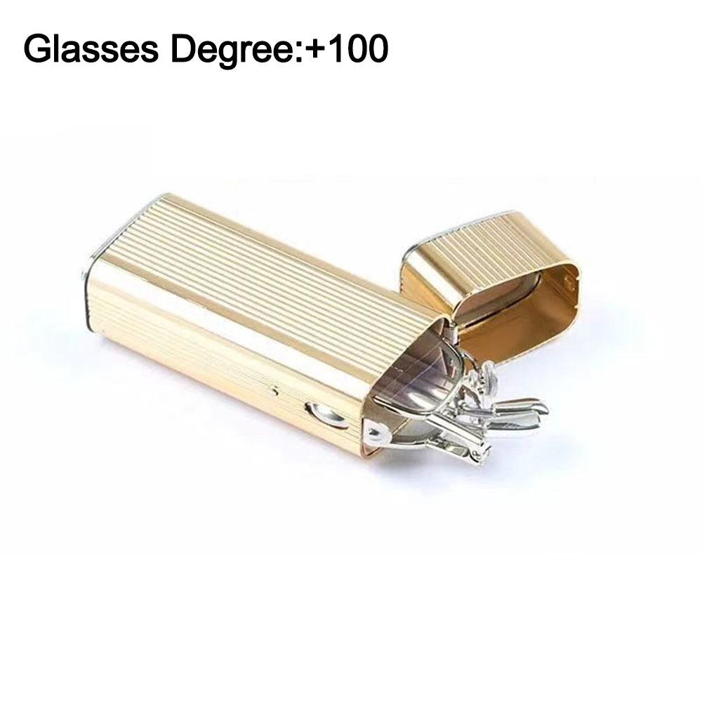 

Unisex Reading Glasses with Case Portable Presbyopic Glasses Classic Metal Case Ultra-light Presbyopia Eyeglass Eyeglasses