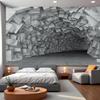 3D Broken Stone Tunnel Wall Mural Gray Stereo Space Wallpaper for Bedroom Decor