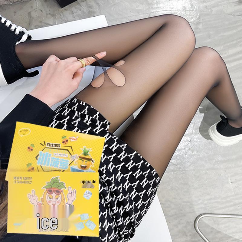 Ciorapi invizibili negri sexy ultra-subțiri anti-agățare pentru femei, din mătase, cu ananas