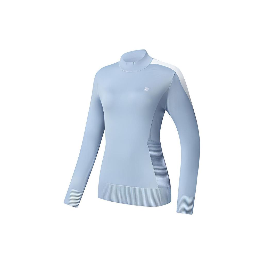 FILA Athletics Logo Embroidered Casual Comfortable Crew Neck Pullover Long Sleeve Knit Sweater Women sweater Sky-Blue A11W245405F-LB