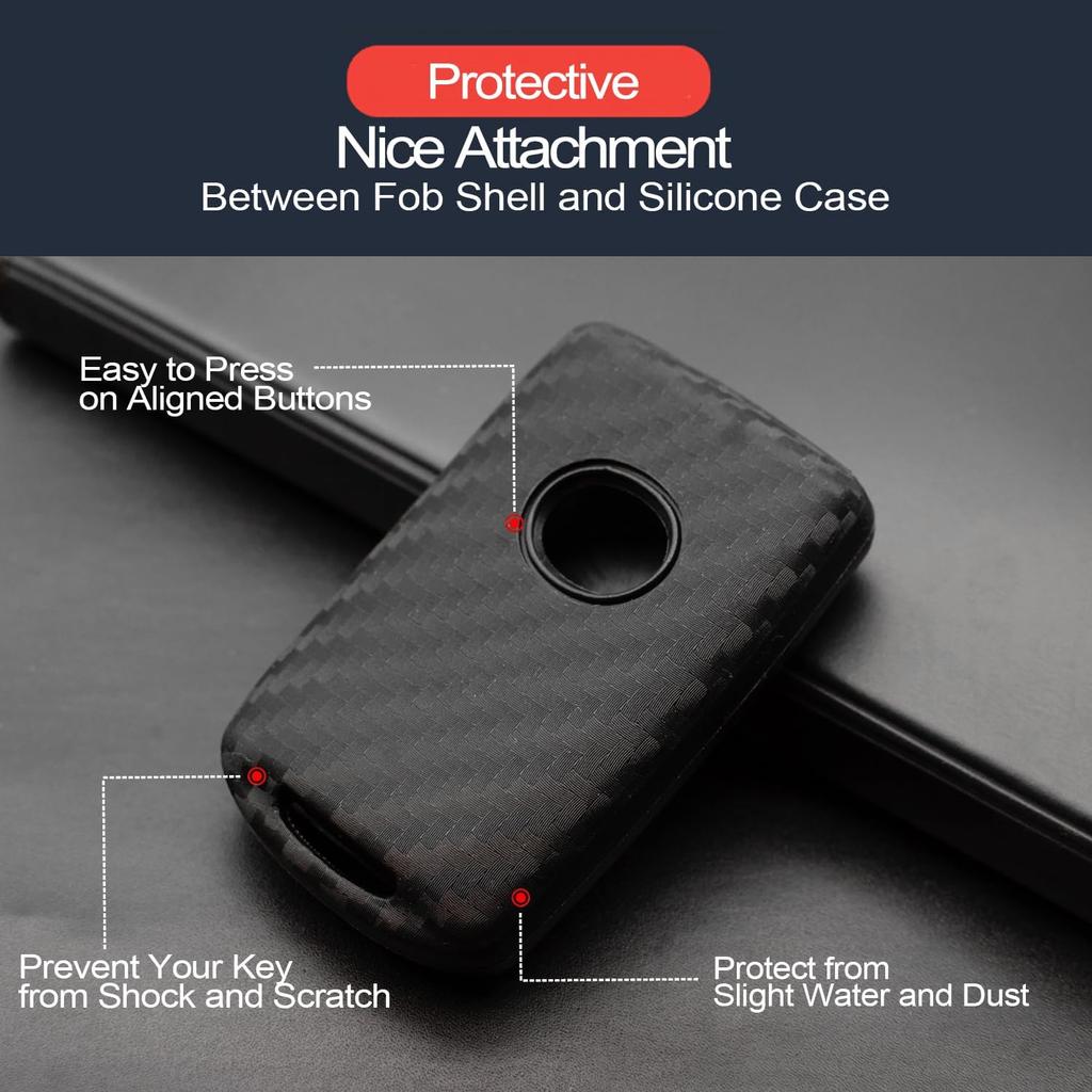 2pcs Compatible with Mazda 3 6 3 Sport CX-3 CX-5 CX-9 CX-30 CX-50 CX-90 MX-5 Miata MX-30 EV Carbon Fiber Looks Black Key Fob Cover Case Key Chain