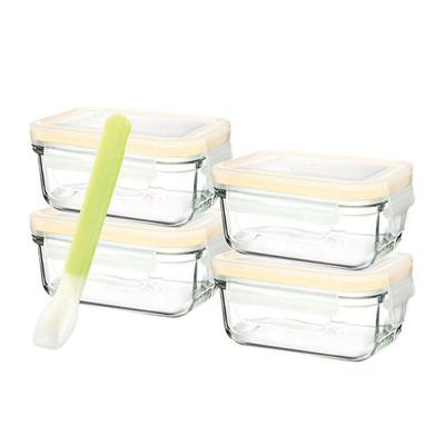 Glasslock Baby Set with Silicone Spoon (Rectangle)