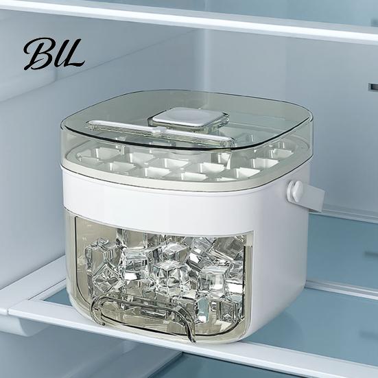 Convenient Ice Cube Tray 2-in-1 Press-Release with Storage Bin 48-Cavity Double-Layer 48 Maker for Freezer BPA-Free Container Home Camping Party
