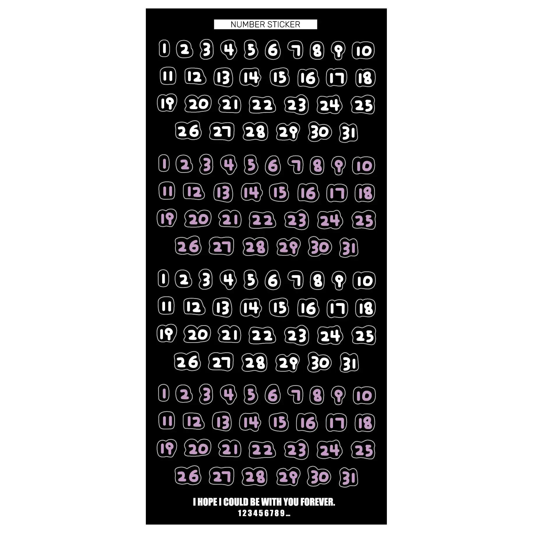 

1 шт. Милий мультяшний дитячий шрифт № 1~31 Цифрові наклейки Календар Планувальник Скрапбукінг Журнал Місячний день Щоденний час Мітка Декорація