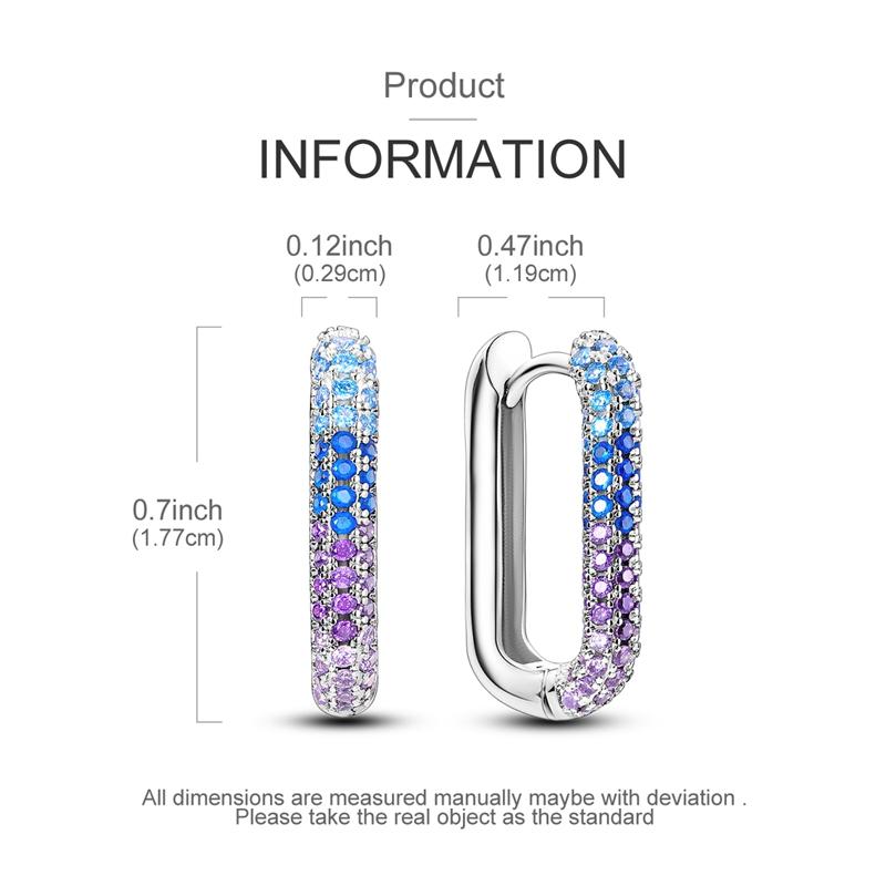 925 Silver Earrings Sparking Colorful Zirconia Hoop Earrings For Women Girls Party Anniversary Jewelry Gifts