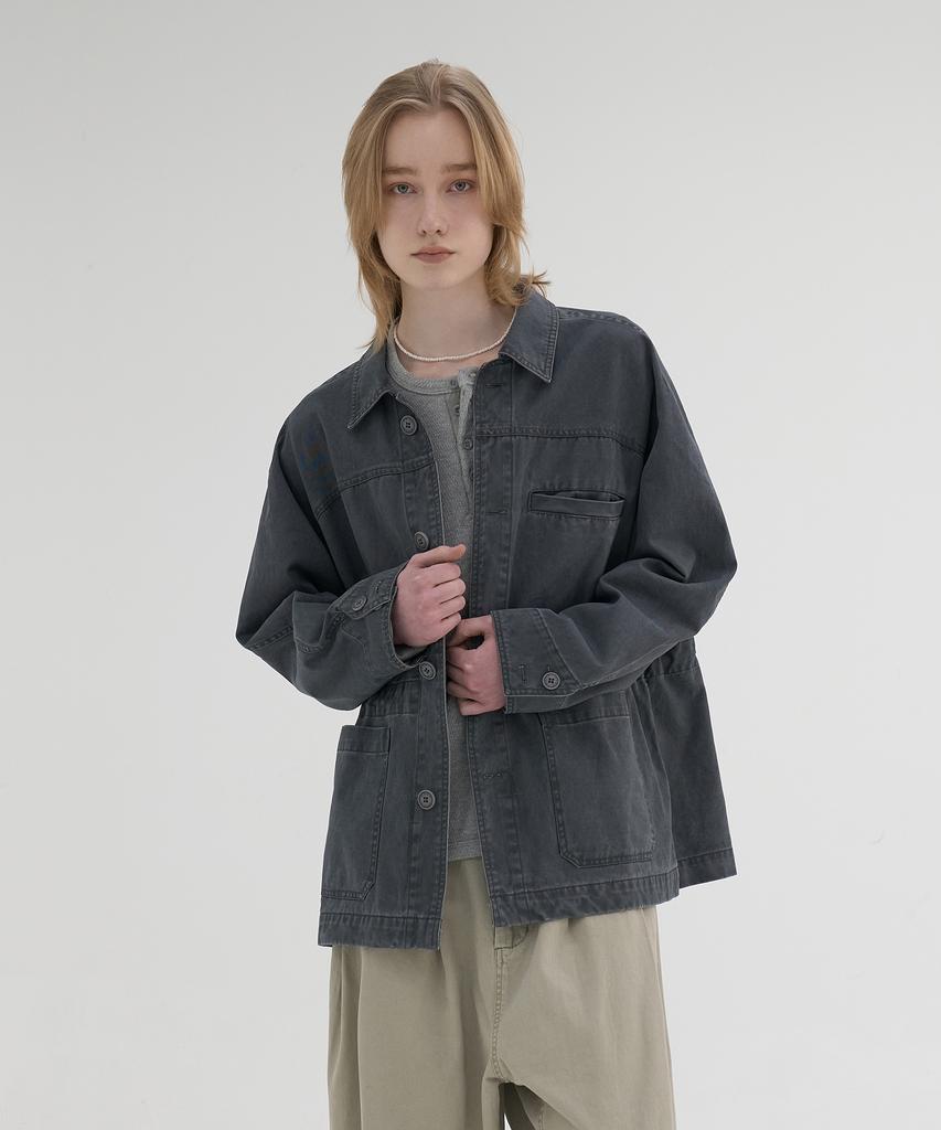 Knouun Faded Chore Jacket (Charcoal)