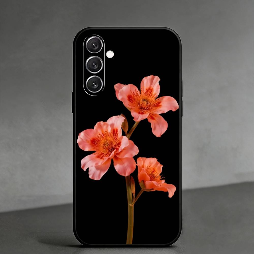 R-Realistic flowers Phone Case For Samsung Galaxy A91,80,73,72 ,71,53,52,32 ,31,22,21s,20,Soft Black Case