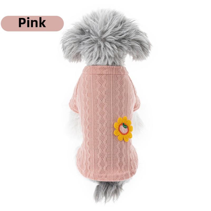 New Winter Woven Thickened Vest Cute Sunflower Cat Puppy Pet Clothes