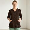 Women's Printed V-Neck Uniform Top with Single Pocket and Side Slit, 3/4 Sleeve