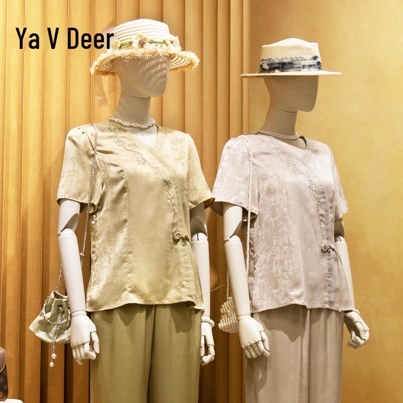

Women s Chinese Style Short Sleeve T-shirt & Top Set XL