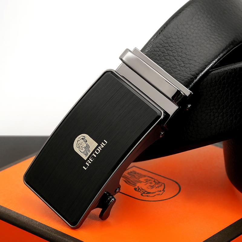 Men'S Cowhide Belt Automatic Buckle Genuine Leather Belt Business Belt Gift Box Belt