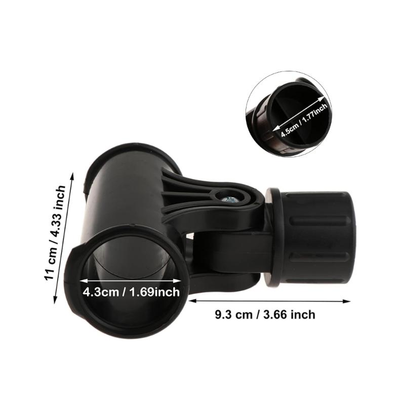 Yard Cover Joint Support Replacement Part, Black Upper Socket Piece with Lower Turn Knob and 2 Screws for Deck Balcony Shade Service