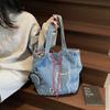 Y2k Kitty Shoulder Bags Denim Drawstring Bag Casual Women Tote Bags  Handbag