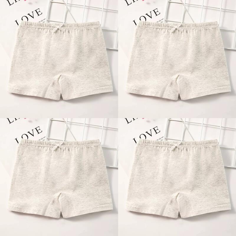 

4 шт. Защитные шорты из чистого хлопка для девочек, однотонные трусики, комплект детского нижнего белья, детские шорты XXL серый