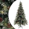 Vidaxl Weihnachtsbaum mit Lichtern und Tannenzapfen, Grün-Weiß, 225 cm, PVC/PE