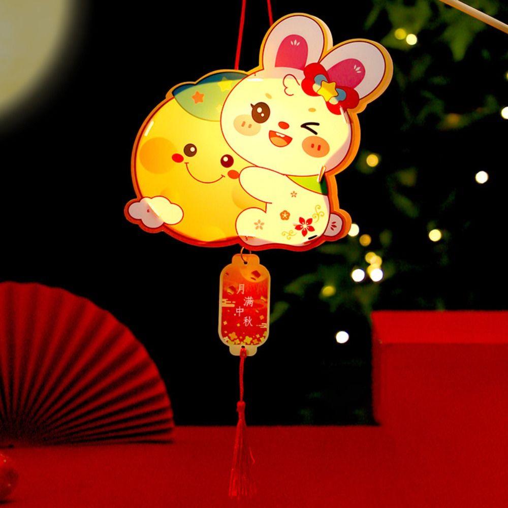

Papper Handheld Rabbit Lantern Handmade Light-Up Bunny Lantern Hanfu Accessories style1