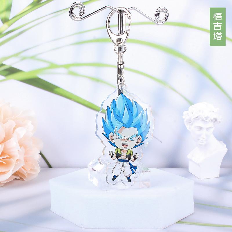 Anime Dragon Ball Acrylic Keychains Son Goku Vegeta Majin Buu Broly Frieza Trunks Zamasu Gogeta Lapis Super Saiyan Figures Toys
