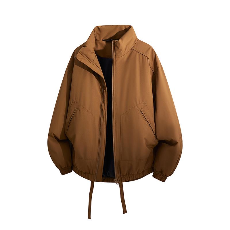 

Trendy Stand Collar Men s Loose Plus Size Color Block Jacket - Thickened Cotton Coat for Autumn/Winter Medium