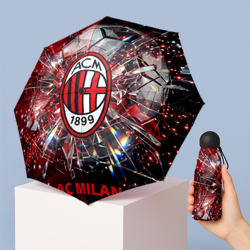 Parapluie Pliant Compact Mini 5 Plis 8 Baleines Imprimé Motif AC Milan Coupe-vent Imperméable Léger Portable