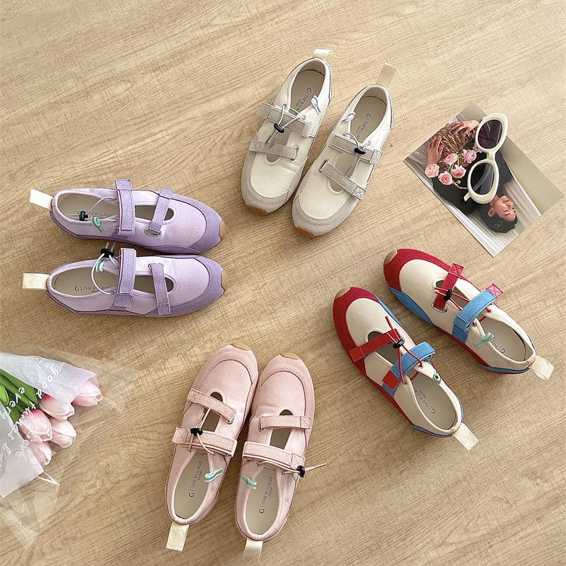 Fashion IPPEUM Women Ballet Sneakers 2025 New Fashion Mary Janes Round Toe Shoes Flats