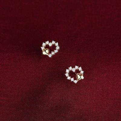 14K Vergoldete Sterling Silber Herz Ohrstecker - Damen Elegant & Vielseitig Mode.