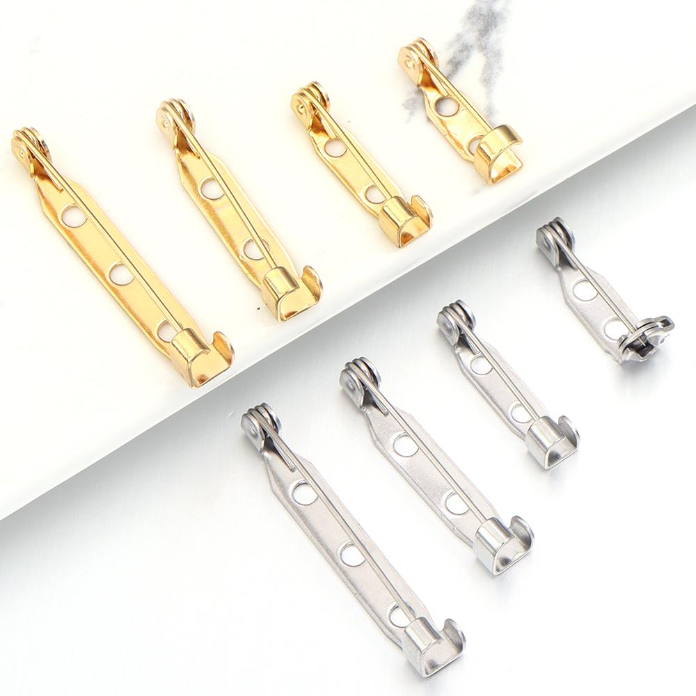 10/20pcs 17 19 25 32mm 316 Stainlesss Steel Brooch Clip Base Pins Safety Pins Brooch Settings Blank Base For DIY Jewelry Making