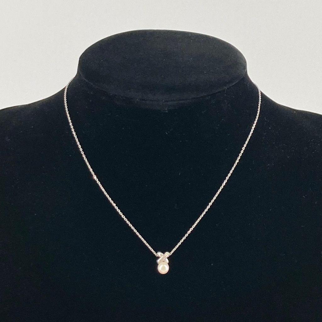 Used [8% OFF Coupon Distributed] TASAKI Diamond X Pearl PT850/PT900 D0.02 Necklace 3.5g White