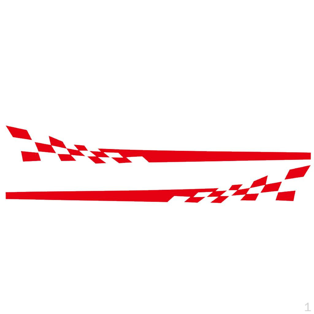 

2pcs Car Body Kit Checkered Flag Side Stripes Decorations Red