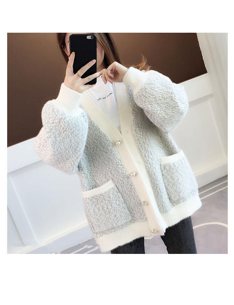 Autumn 2025 Thick Knit Women's Cardigan - Loose, Lazy Style