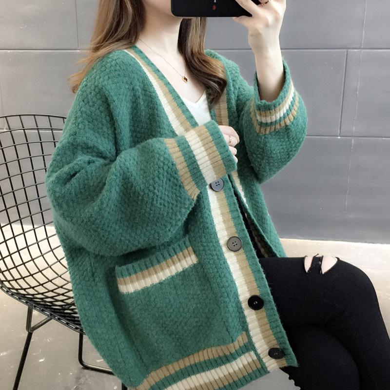 Autumn 2025 Women's Loose Knit Cardigan - Thick, Stylish Sweater