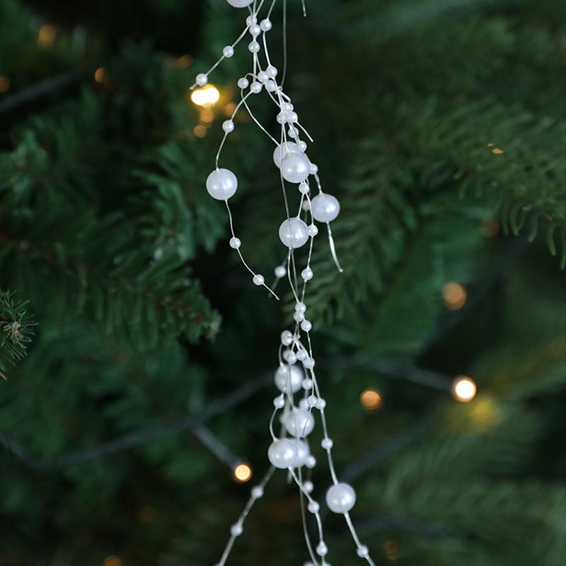 2M Festive Vine Wreath Decor Plastic Bead String Frosted Icicle Ornament Strand Christmas Ice Crystal Bead String Pendant