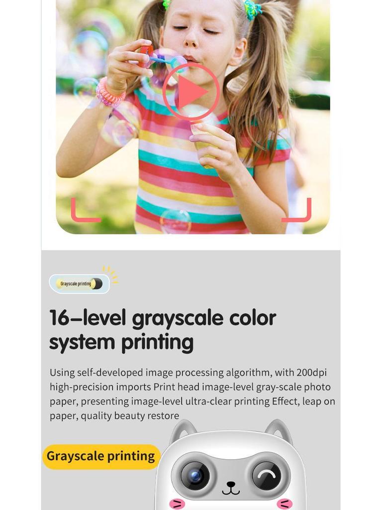 S5 HD Mini Dual Instant Camera for Kids - Thermal Cartoon Printing
