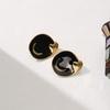 Stainless Steel Crescent Oil Drip Stud Earrings for Women