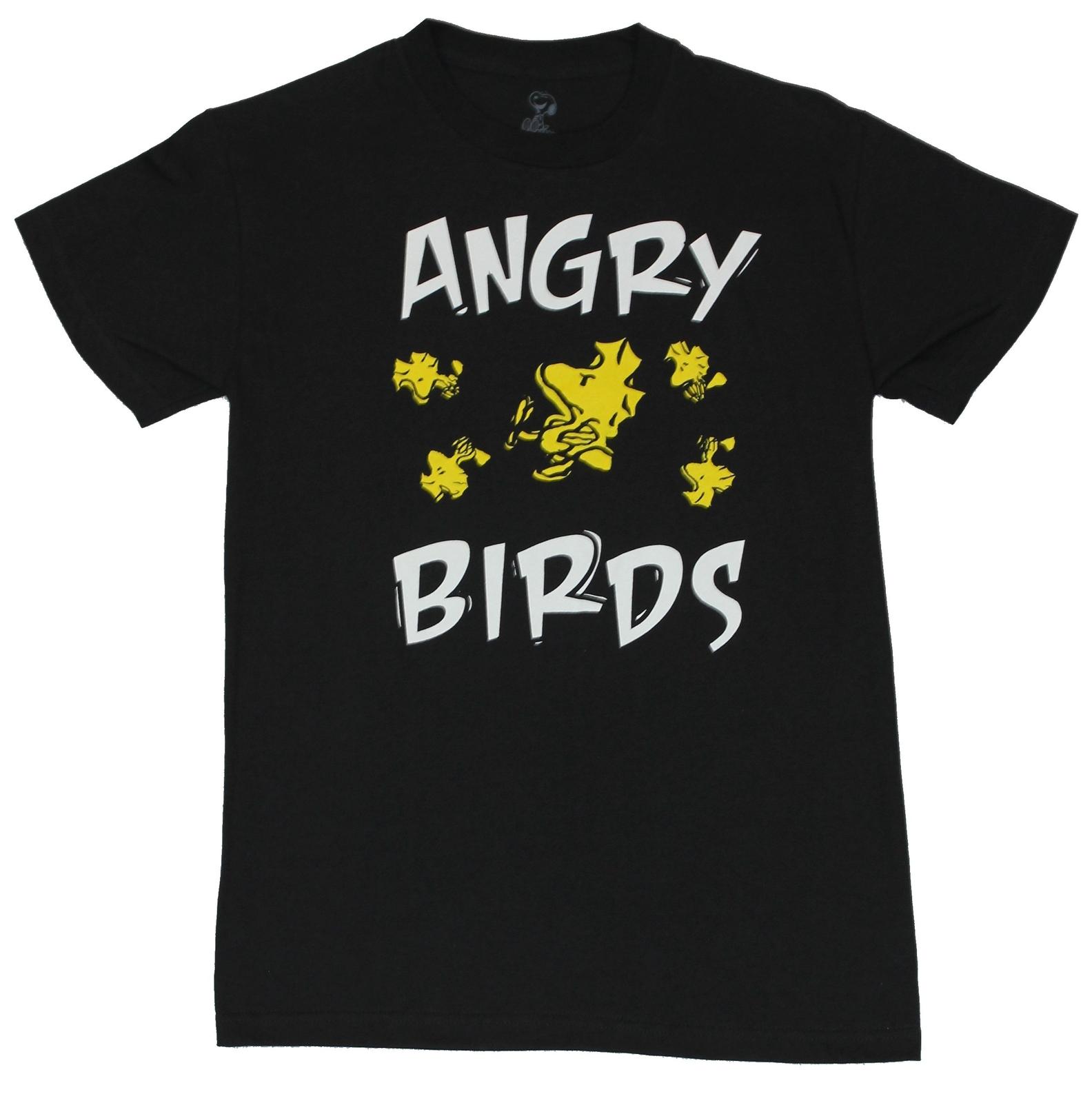 Peanuts Mens T-Shirt Angry Birds 5 Upset Woodstock Images S