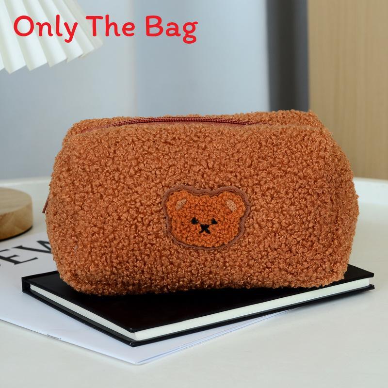 Astuccio in Peluche di Grande Capacità Stile Coreano con Design a Orsetto per Studenti e Ragazze