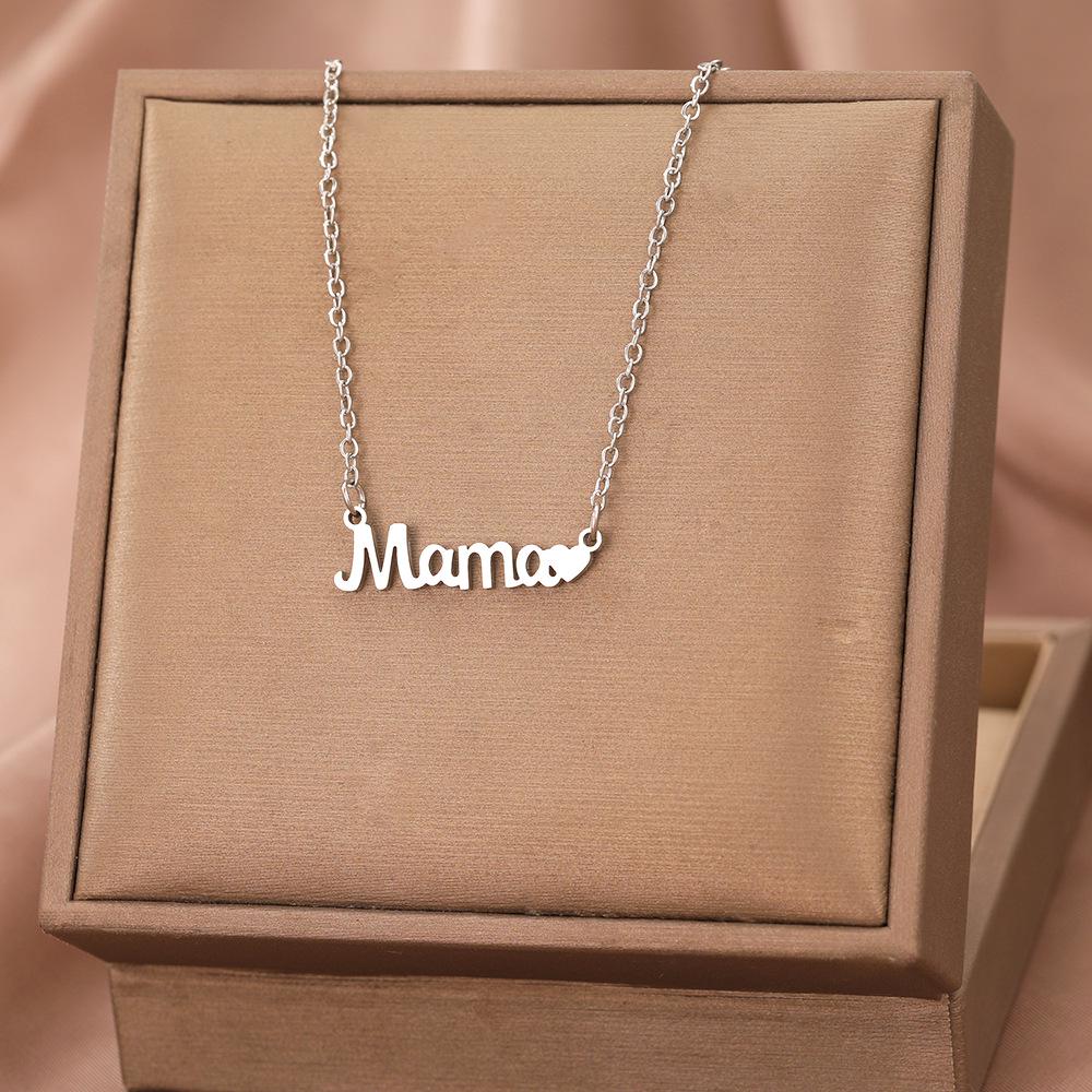 

Подвеска-ожерелье из нержавеющей стали Mama - Дизайн с вырезанной английской буквой, Высококачественная цепочка на ключицу, Уникальный стиль для женщин.