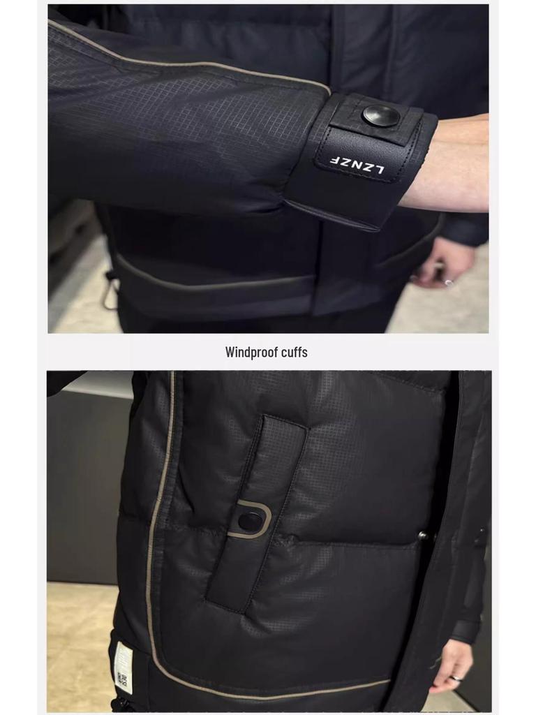 Wuhan Men's Solid Color Stand-Up Collar Down Jacket - Trendy High-End Design